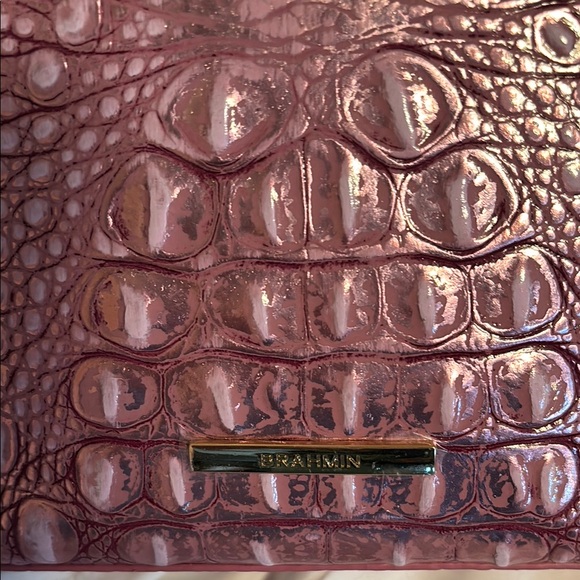 Brahmin Pink Croc-Embossed Shoulder Bag with Glossy Finish - Picture 3 of 5